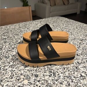 Reef Black and Tan Platform Sandals